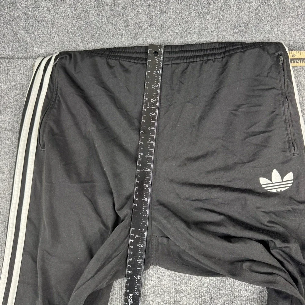 Adidas Track Pants Mens Size L Black 3-Stripe Trefoil Straight Leg Athletic Zip